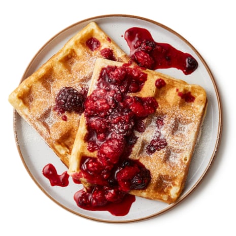 Felicity Cloake's waffles with a summer berry compote.