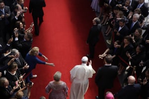 Panama City, Pope Francis arrives at the Palacio Bolivar