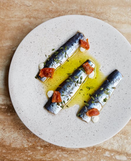 ‘Utterly delicious’: Milk Beach’s cured sardines with lemon thyme, smoked sun-dried tomato and buttermilk.