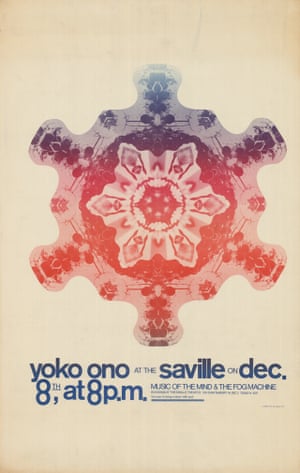 Tony Cox, Yoko Ono at the Saville, 1967‘This Tony Cox poster advertises Yoko Ono’s Music of the Mind and the Fog Machine at the Saville Theatre in the West End, advising potential punters to “be sure to bring a mirror with you!” The concert included a projection of her film Bottoms (Film no. 4) in the men’s room during her performance’