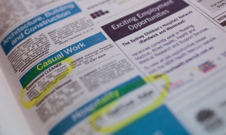 Job advertisements in a newspaper in Canberra. 