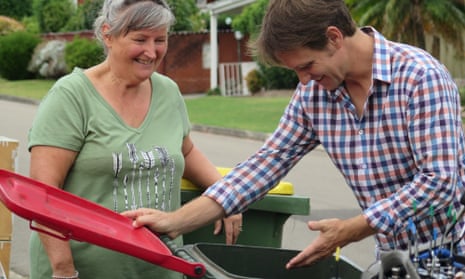 Craig Reucassel and Robyn, one of the residents featured in War on Waste