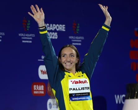 Lani Pallister of Australia celebrates her bronze in the 1500m freestyle.