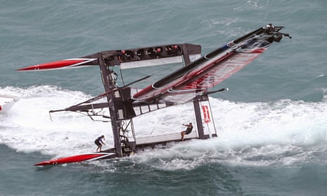 Emirates Team New Zealand capsizes