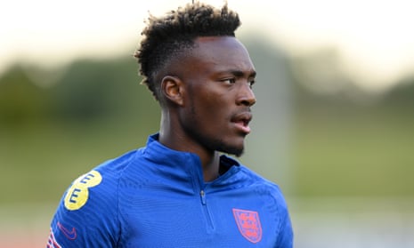 Tammy Abraham looks on during a training session at St Georges Park on October 05, 2021 in Burton-upon-Trent, England.