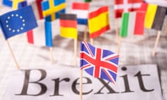 UK matchstick flag against EU matchstick flags