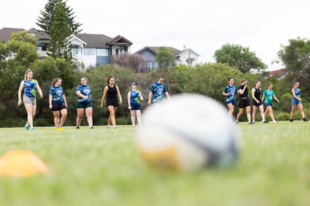 The women’s and men’s Sydney Irish RFC teams train in Coogee.