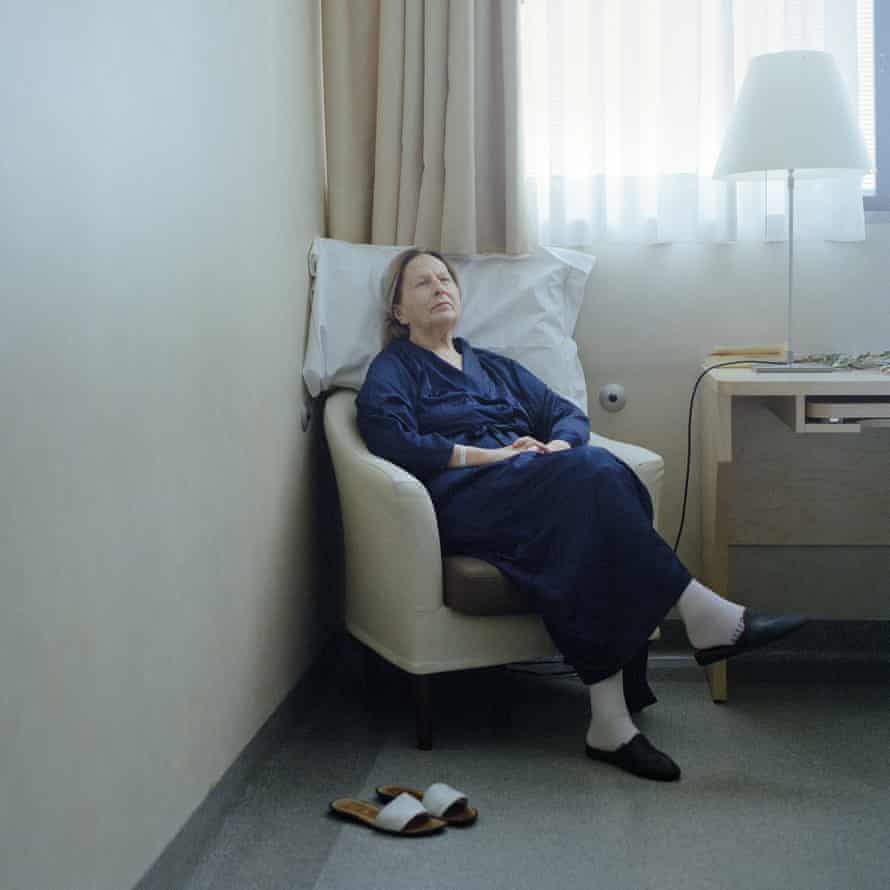 Milan, Italy. Serenella Pacifici, 71, in the surgery ward of the European Institute of Oncology, waiting to be operated on for lung cancer