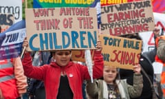 Schoolchildren in Bristol protest at the UK government’s proposed education cuts.