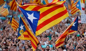 Catalan flags at a demonstration in Barcelona on Saturday