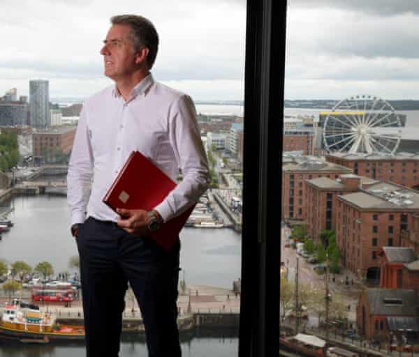 Steve Rotheram, the mayor of the Liverpool City region, in his office overlooking Liverpool Waterfront.