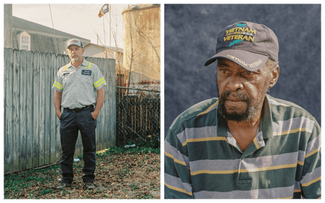 Dennis Hopkins stands for a portrait outside Potts Camp city hall, where he works as a maintenance worker. Roy Harness, a Vietnam veteran, can't vote because of a decades-old conviction.