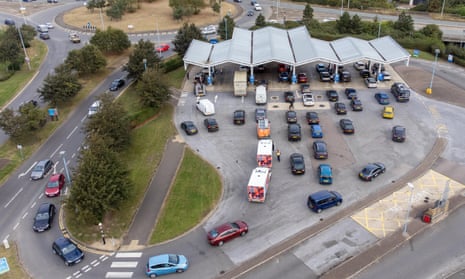 Queues at a petrol station in Peterborough.