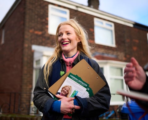 Hannah Spencer campaigning in the constituency.