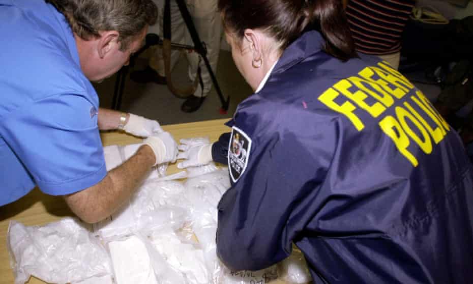 Federal Police display a haul of heroin and ‘ice’ after a massive $200m drug bust.