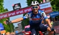 Julian Alaphilippe celebrates winning the 12th stage of this year’s Giro