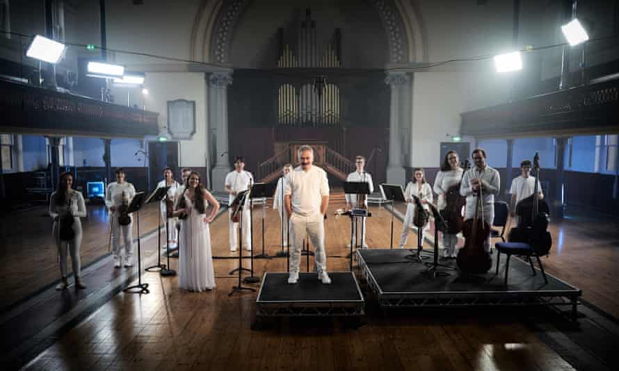 Charles Hazlewood (centre) and part of the Paraorchestra.