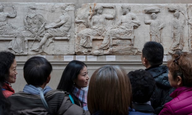 A section of the Parthenon frieze on display at the British Museum