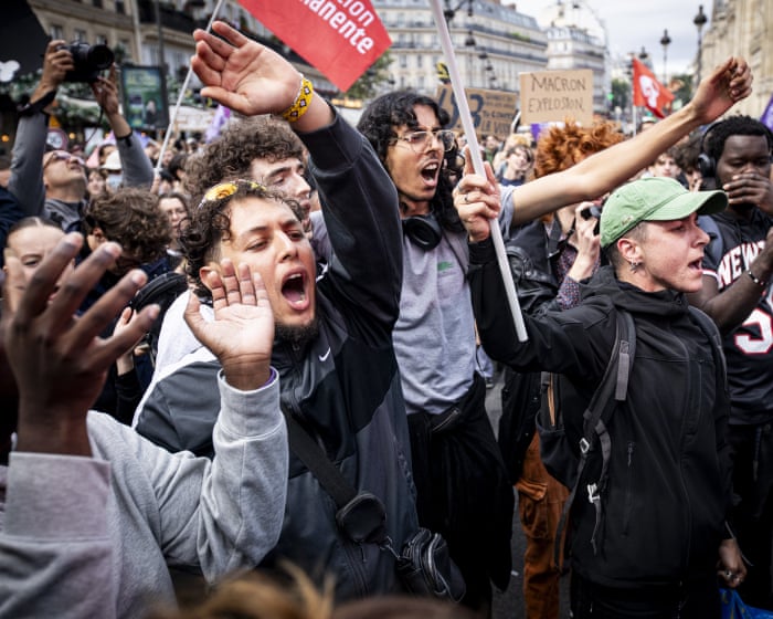 ‘My first barricade’: French protests unite teachers, gilets jaunes and students