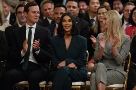 Ivanka Trump and Jared Kushner applaud as Kim Kardashian is introduced.