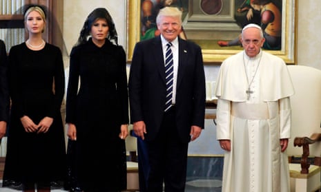 Pope Francis met with Donald Trump, Melania Trump and Ivanka Trump at the Vatican on 24 May 2017. 