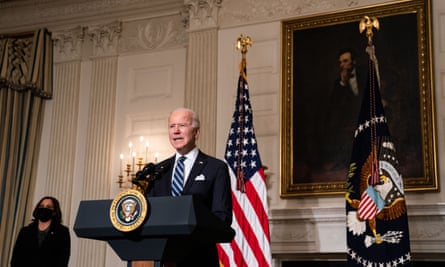 Joe Biden delivers remarks on his administration’s response to the climate crisis at White House event on 27 January, 2021