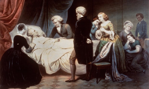 The Death of Washington – as depicted in rather whitewashed fashion by an unknown artist.
