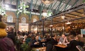 People seen dining out at a restaurant in Covent Garden.