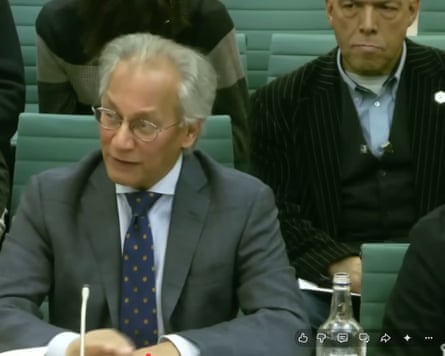 BBC chair Samir Shah giving evidence to parliament under the scrutiny of Andrew Edwards.