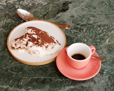 A tiramisu and coffee at Jamie’s Italian