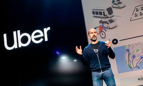 Dara Khosrowshahi addresses the audience during the keynote at the start an Uber products launch in San Francisco on Thursday.