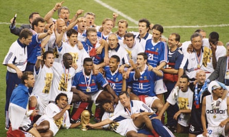 Desailly in the middle of the celebrations after France won the World Cup.