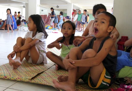 Residents at an evacuation centre in Legazpi city, central Philippines.