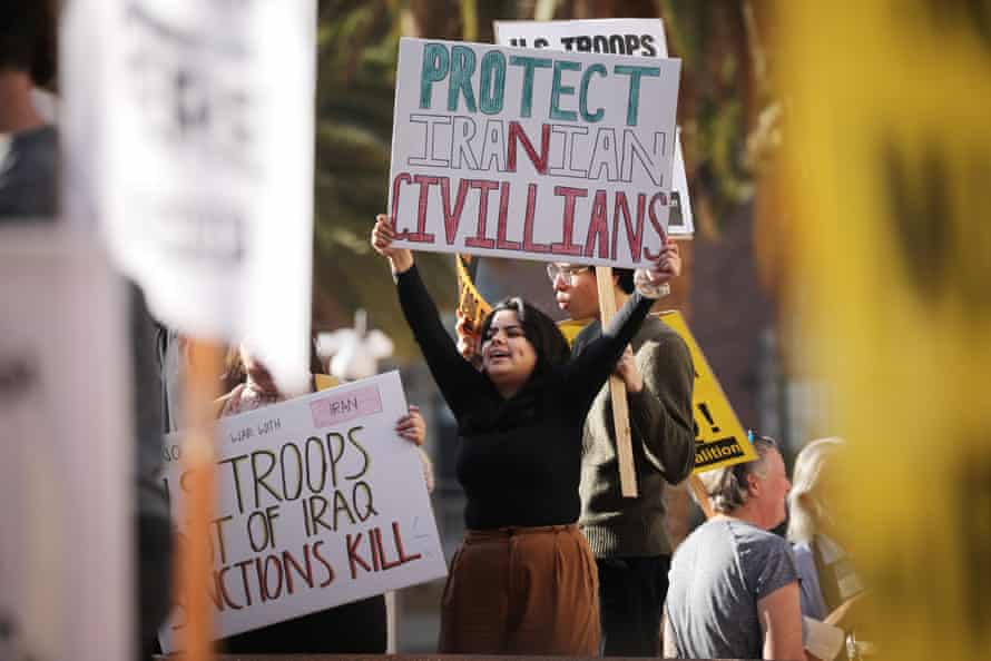 Protesters gather in Los Angeles to oppose US military involvement in the Middle East. Southern California is home to the largest Iranian population outside Iran.