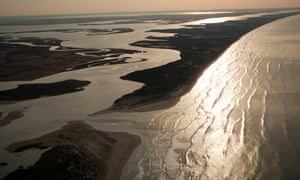The mouth of the Murray river where it flows into the Great Australian Bight