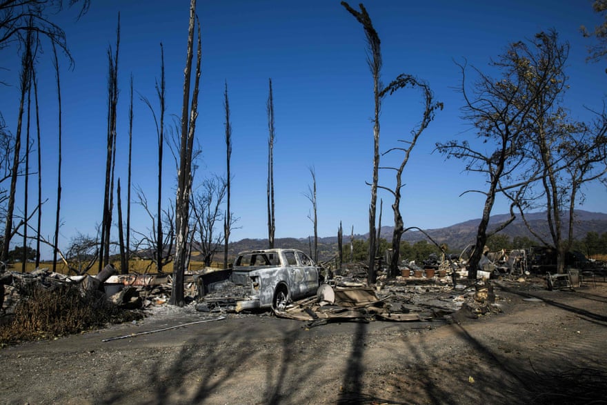 The aftermath of the Kincade fire in northern California. Progress is being made to contain the blaze.