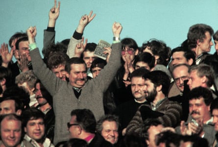Lech Walesa, Solidarity founder and future president of Poland enjoys amongs his collegues from the opposition a football match Lechia Gdansk versus Juventus Torino at the Lechia Arena on September 28, 1983 in Gdansk, Poland.