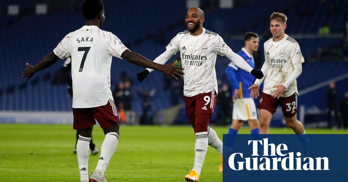 Saka and Lacazette deliver for Arsenal again to leave Brighton in trouble