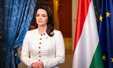 Katalin Novák makes a speech announcing her resignation