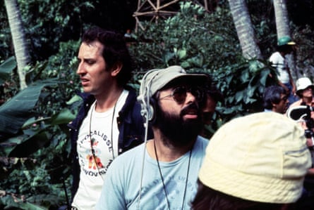 The stressed and heavily bearded director with the film crew on location in the Philippines