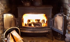 Fire burning in wood stove