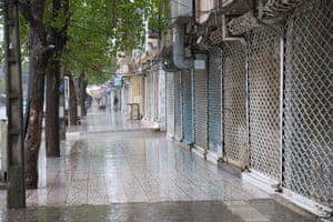 Closed shops are seen after a curfew imposed in Herat, Afghanistan on 25 March, 2020.