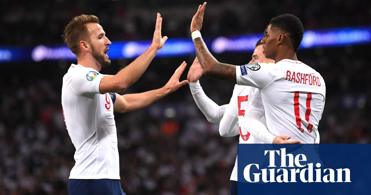 England celebrate 1,000th game with seven-goal charge into Euro 2020 finals