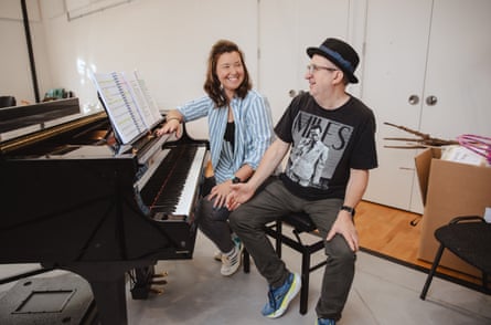 Rachael Hewer and Mark-Anthony Turnage during a Railway Children workshop at Glyndebourne, October 2024.