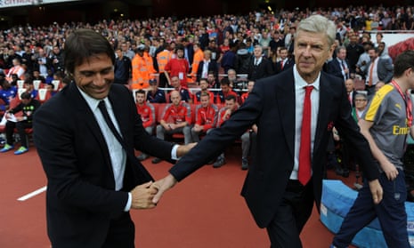 The Chelsea manager Antonio Conte, left, has heaped praise on Arsène Wenger and his Arsenal squad. 