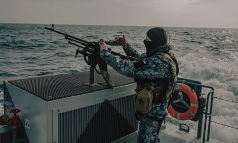 One of three machine guns on the boat.