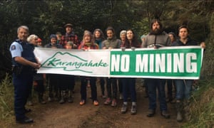Protestors at Karangahake Gorge in New Zealand