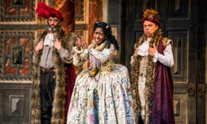 A different language … Nadia Nadarajah, centre, signs her part as Celia in As You Like It.