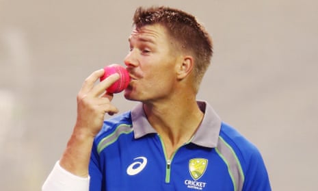 David Warner and a pink cricket ball