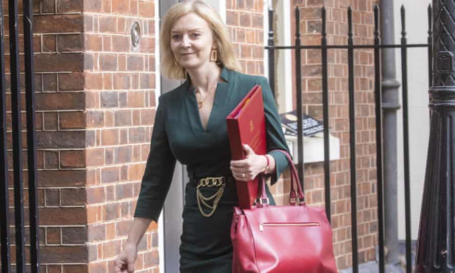 Newly appointed foreign secretary Liz Truss in Downing Street on Friday for the first cabinet meeting of Boris Johnson’s reshuffled team.
